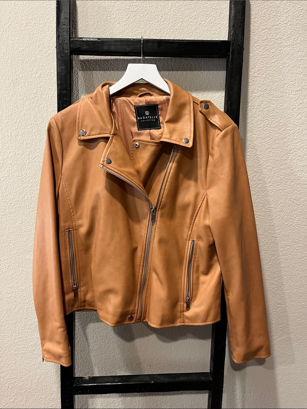 bagatelle Tan Leather Biker Jacket
